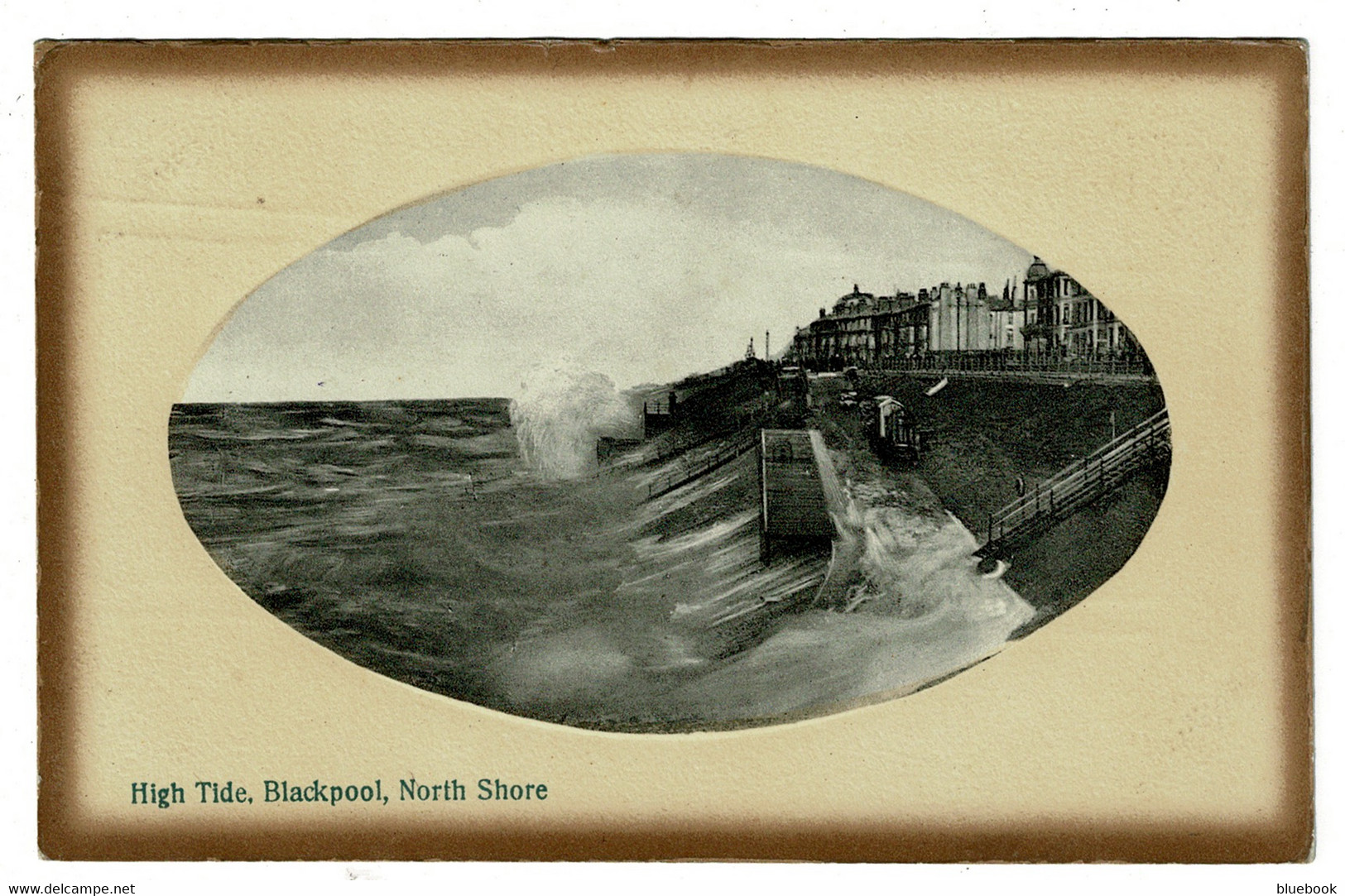 Ref 1466 - 1912 Postcard - High Tide North Shore - Blackpool Machine Postmark - Blackpool