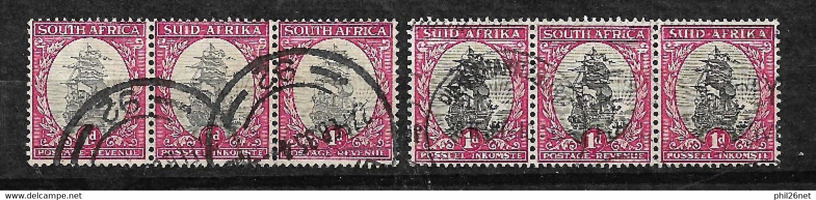 Afrique Du Sud N° 17 Et 20 Bandes De 3  Oblitérés B/ TB      Voir Scans       - Used Stamps