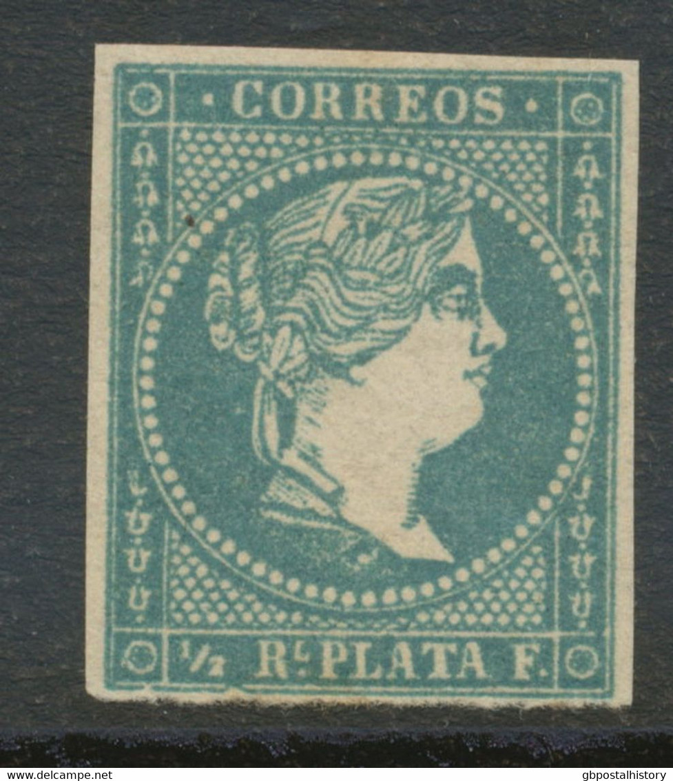 SPANISCH-WESTINDIEN 1857 Königin Isabella II ½ R. Blau Postfrisch MEHRFACH-ABART - Altri - America