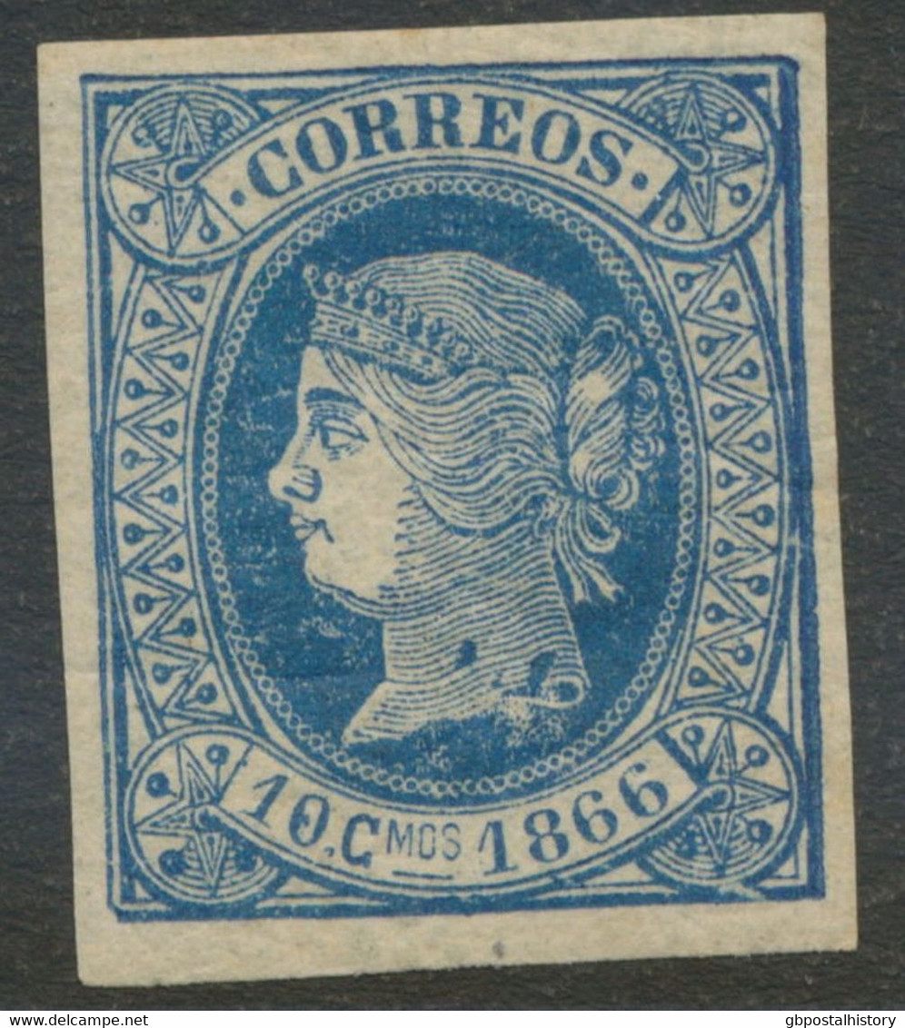 SPANISCH-WESTINDIEN 1866 Königin Isabella II Jahreszahl 1866, 10 C Blau ABART - Sonstige - Amerika