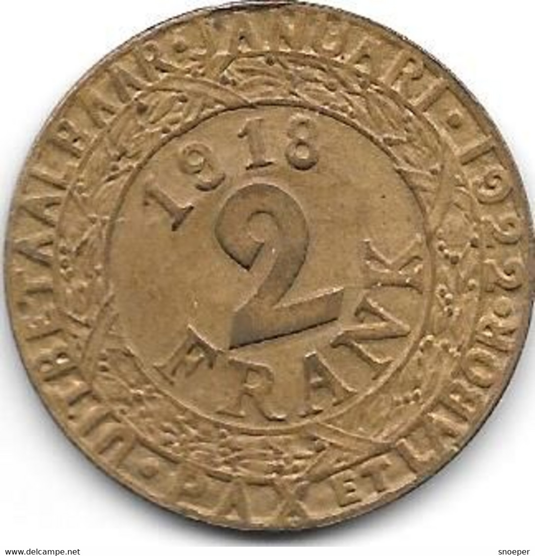 Gand-gent Gevangenisgeld  2 FRANC 1918   GT6.2   XF++ - Otros & Sin Clasificación