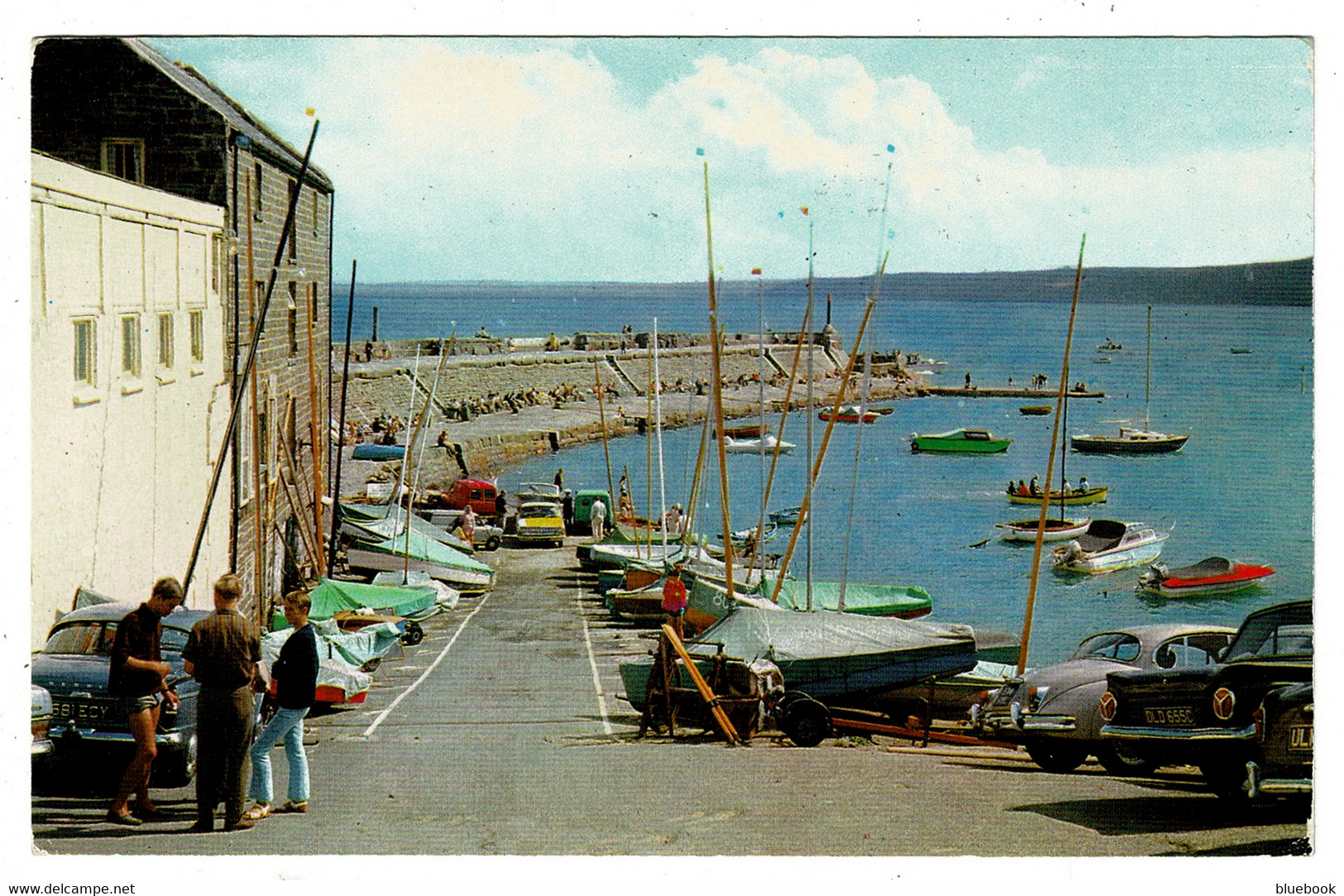Ref 1467 - 1970 Postcard - Cars At The Jetty & Harbour - New Quay Cardiganshire Wales - Cardiganshire