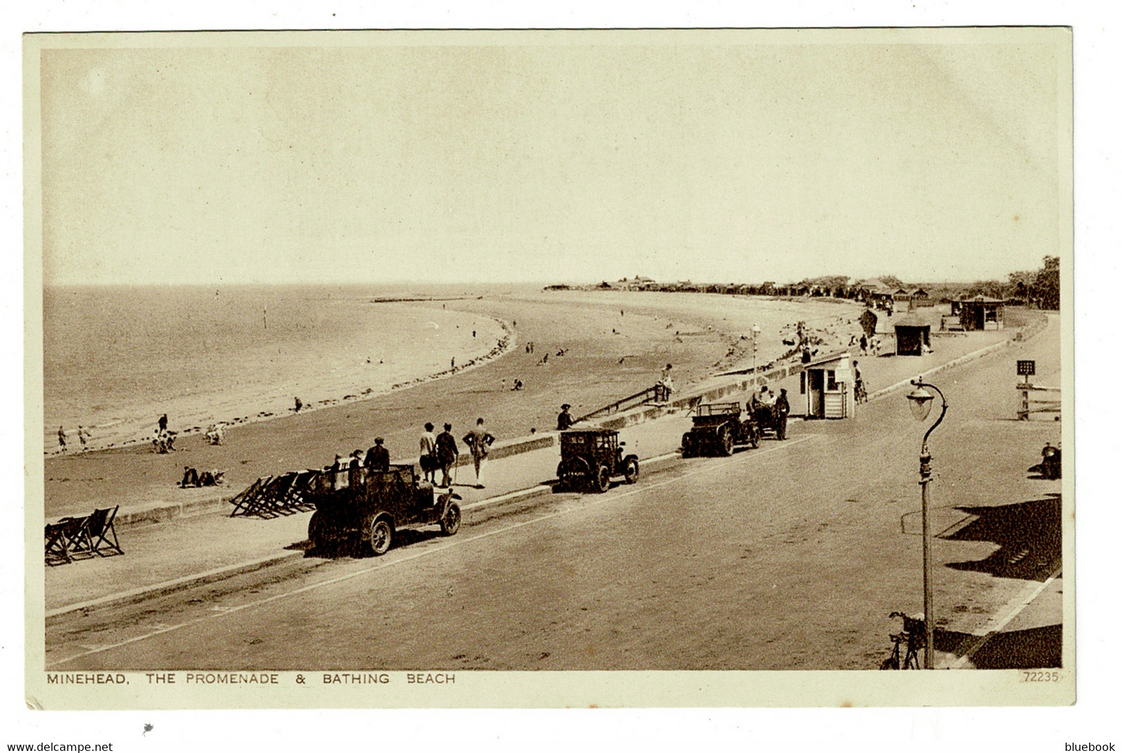 Ref 1467 - 2 Early Postcards - Cars On Minehead Promenade - Somerset - Minehead