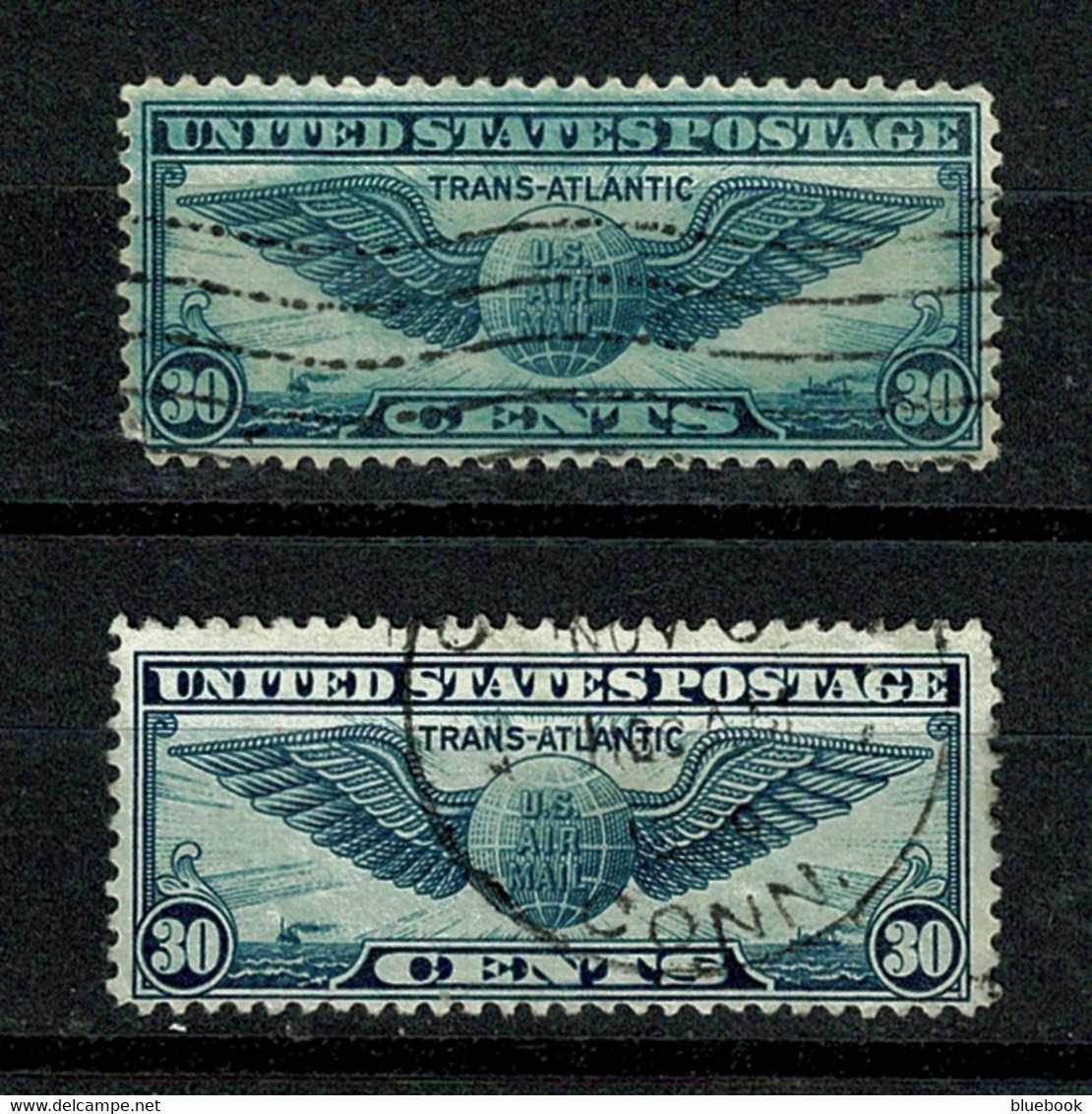 Ref 1469 - USA 1939 - 2 X Air Stamps (Different Unlisted Colour Print Error) - Used Stamps - 1a. 1918-1940 Used