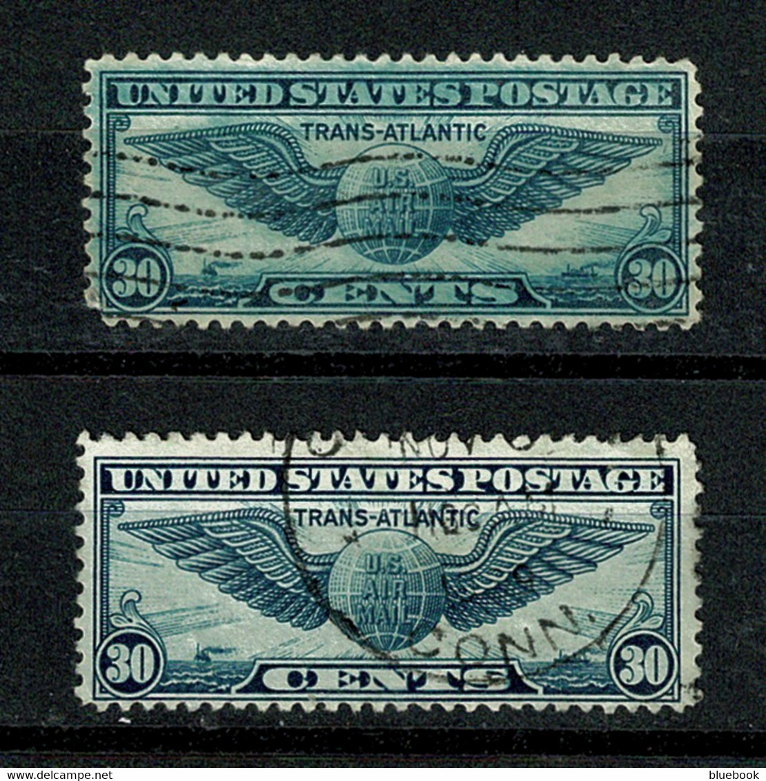 Ref 1469 - USA 1939 - 2 X Air Stamps (Different Unlisted Colour Print Error) - Used Stamps - 1a. 1918-1940 Usados