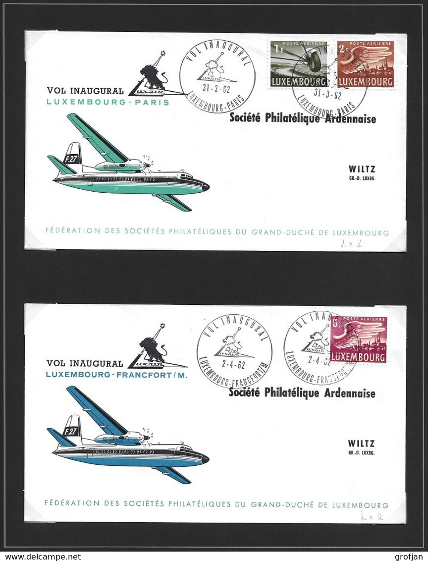 Luxembourg - Post Aérienne - Luftpost - Collection Vols Luxair LX1-LX21 Sur Feuilles Lindner - Sammlungen