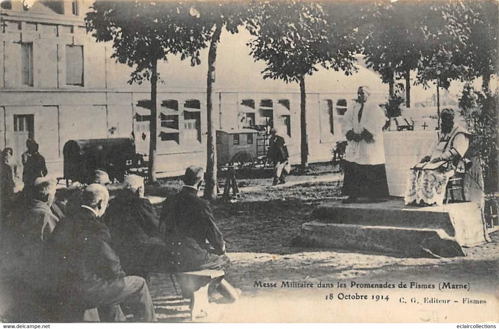 Fismes        51              Messe Militaire Dans Les Promenades Octobre 1914     (voir Scan) - Fismes