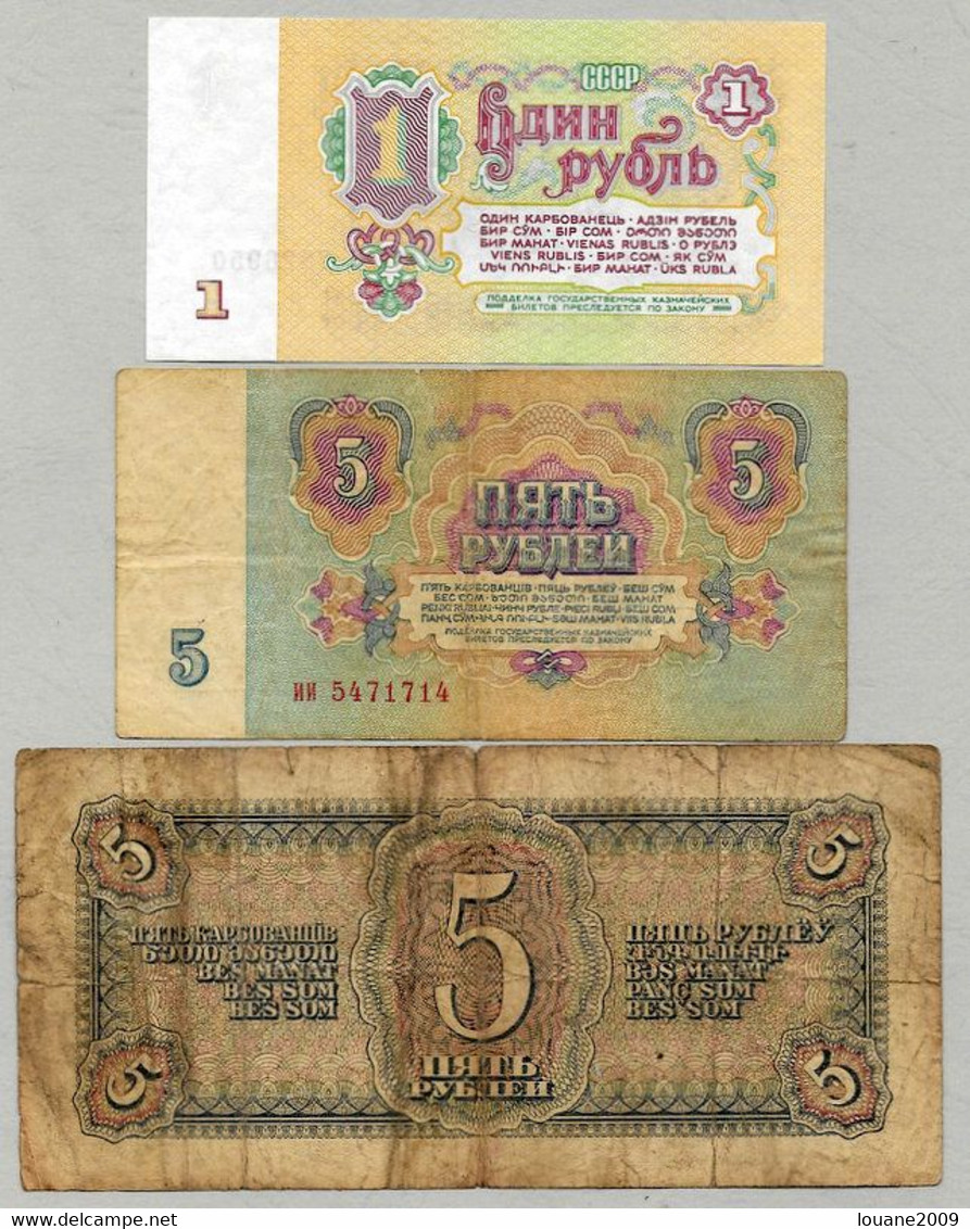 Russie - 1 - 5 Roubles 1961 1938 Lot 3 Billets - Russia