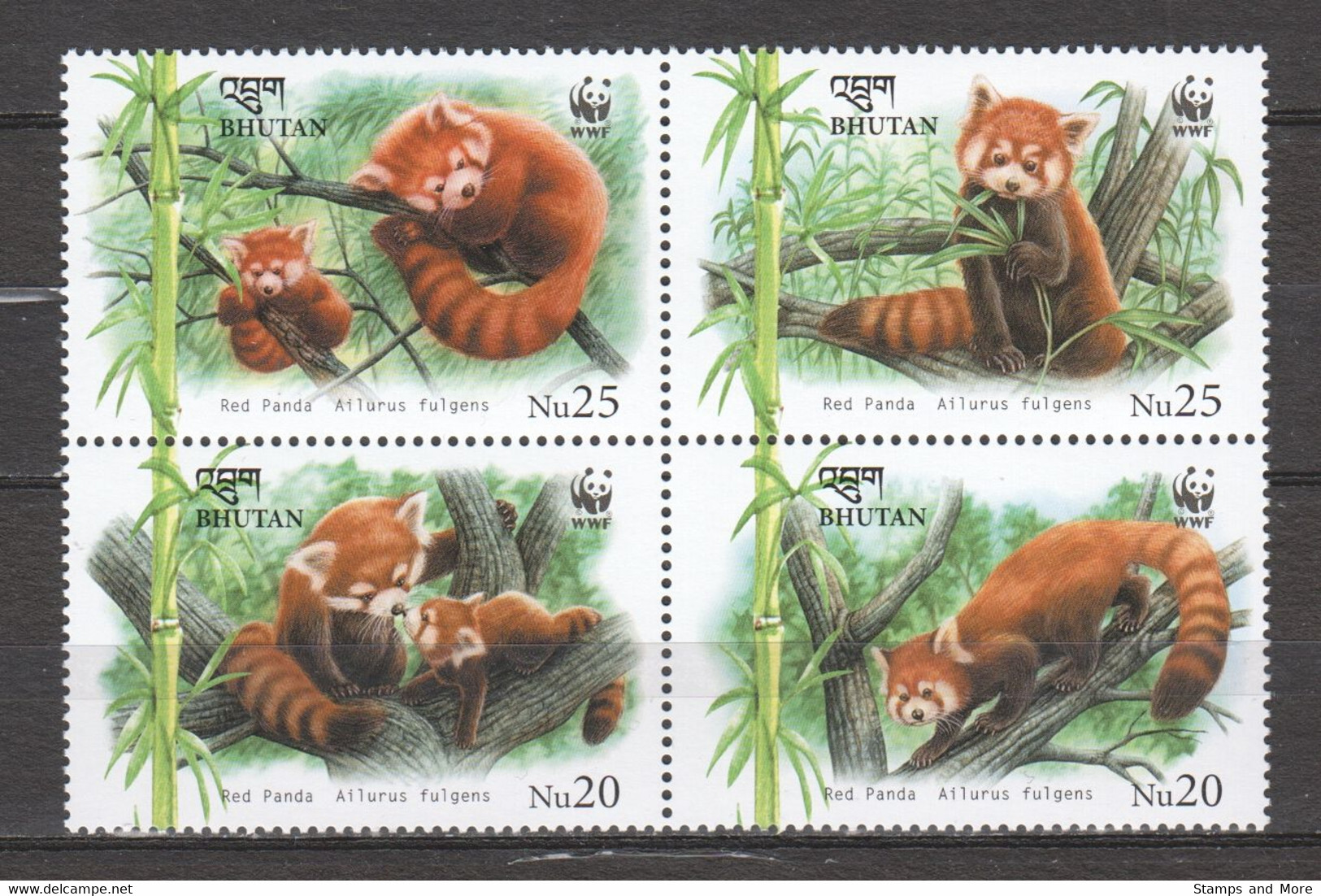 Bhutan 2009 Mi 2556-2559 In Block Of 4 MNH - WWF RED PANDA - Unused Stamps