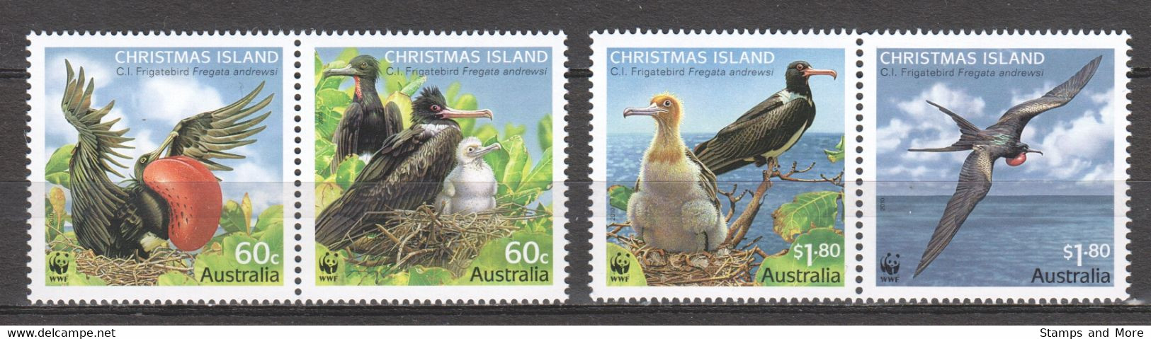 Christmas Island 2010 Mi 681-684 In Pairs MNH WWF - FRIGATEBIRD - Ungebraucht