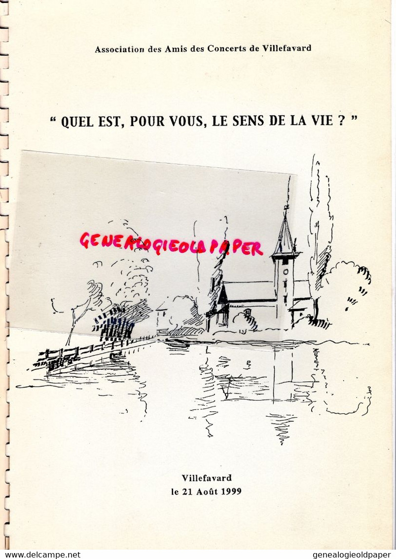 87- VILLEFAVARD- ASSOCIATION AMIS DES CONCERTS-1999-JEROME KALTENBACH-JEAN BAUBEROT-JACQUES FABRY-LONGEAT LIGUGE -RECH - Limousin