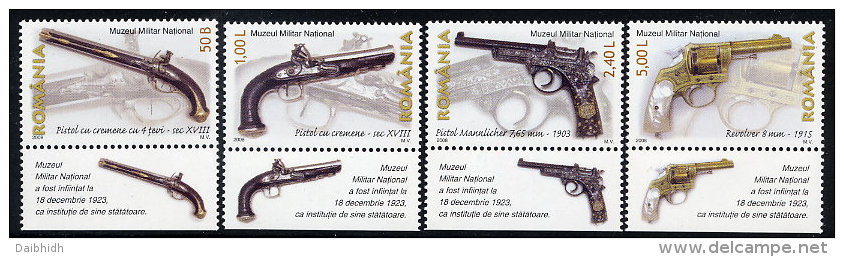 ROMANIA 2008 Antique Firearms Set Of 4  MNH / **.  Michel 6269-72 - Unused Stamps