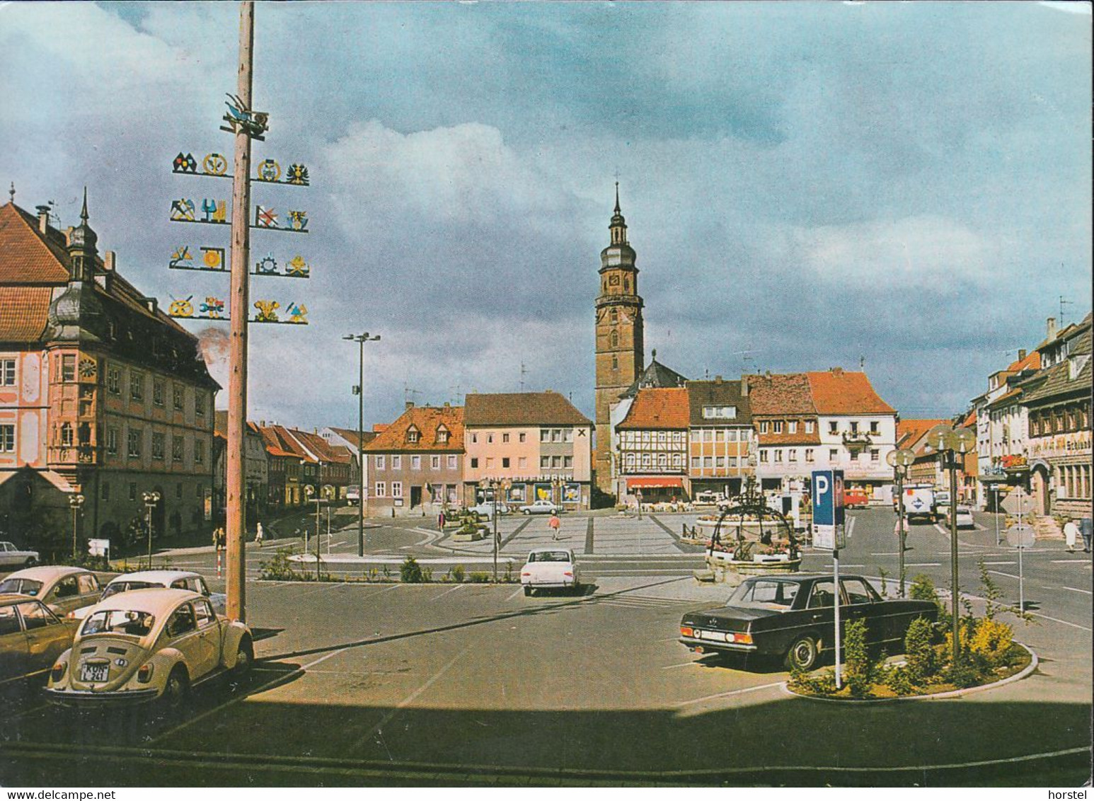 D-97631 Bad Königshofen - Marktplatz - Cars - Mercedes - VW Käfer - Ford Taunus - 2x Nice Stamps - Bad Königshofen