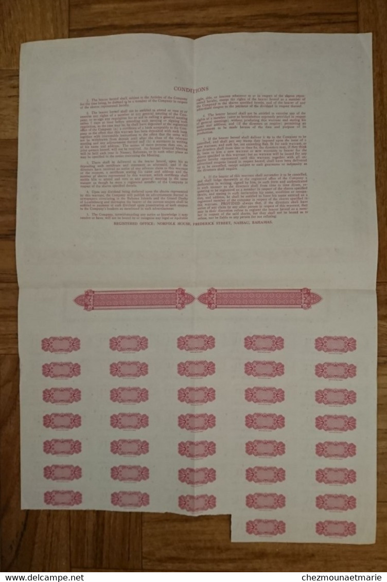 1969 BAHAMAS - GRAMCO MANAGEMENT LIMITED - BON AU PORTEUR ACTION N° 2611 - Autres & Non Classés