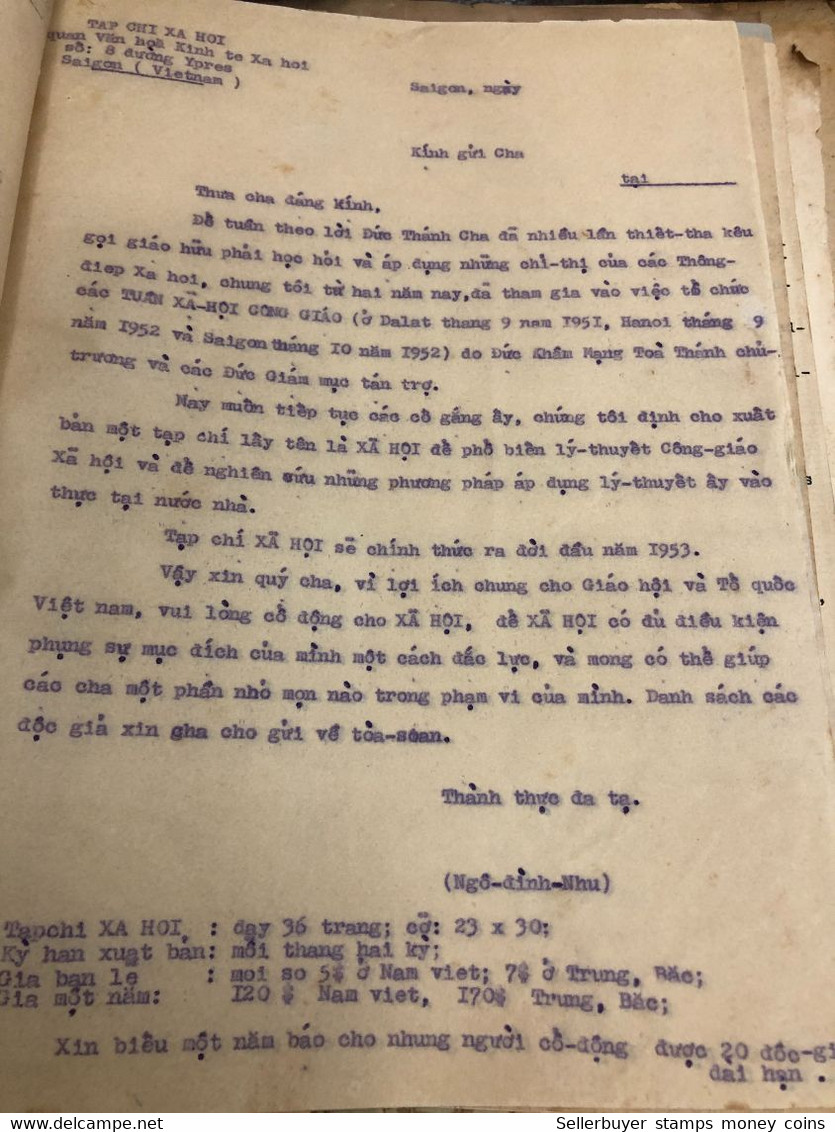 South Viet Nam letter To Addressed To MR Communications Director MR Cu Ngo Dinh Nhu In The First Republic Of Vietnam.yea - Verzamelingen