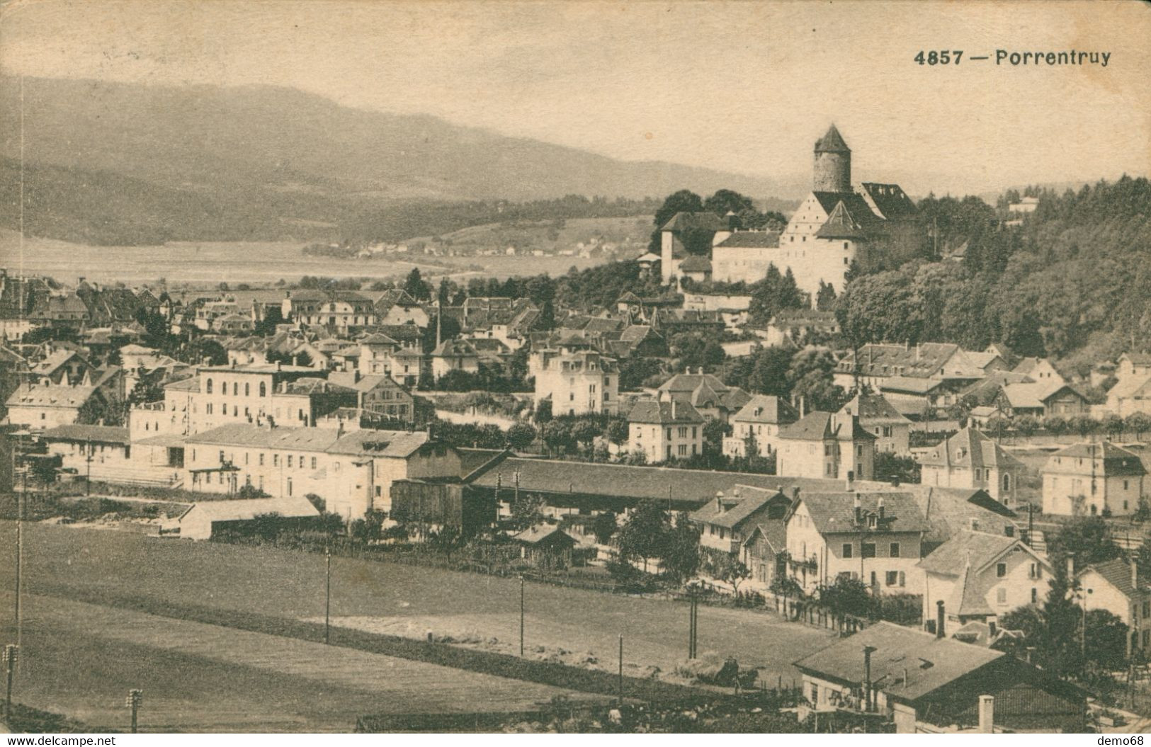 Porrentruy  Suisse Schweiz Svizzera JU Jura  Vue Générale Panorama 1919 Contrôle Par L'autorité Militaire - Porrentruy