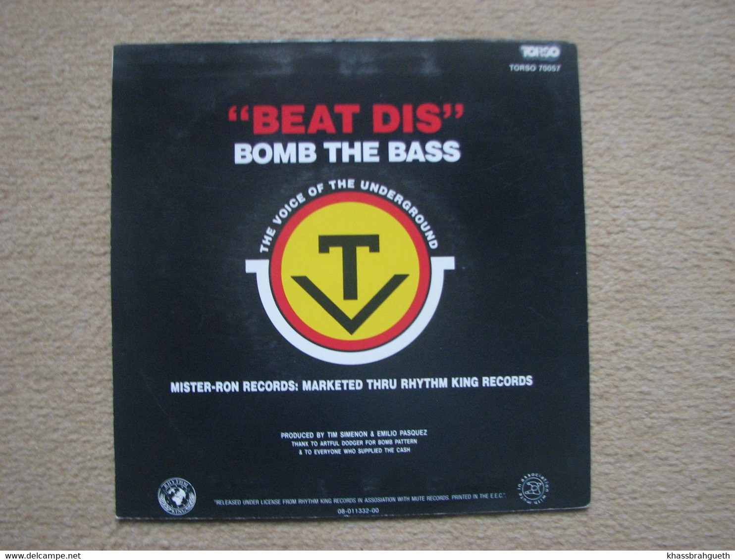 BOMB THE BASS . BEAT DIS (45T) (RHYTHM KING RECORDS / MUTE RECORDS) EEC (1987) - Dance, Techno En House