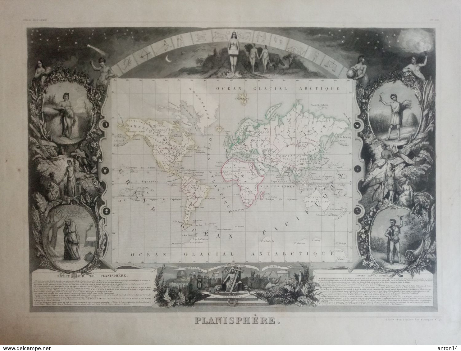 Carte Du Monde; V. Levasseur - Planisphere - 1849  LEVASSEUR - Estampes & Gravures