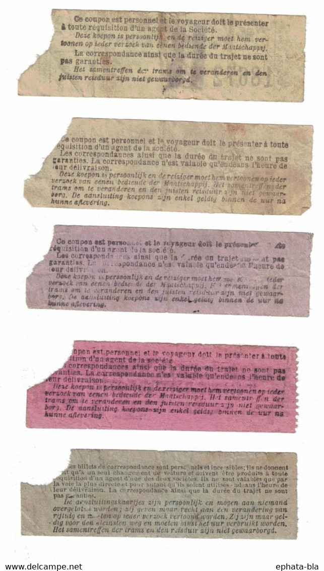 Train. Billets.  Grand Sablon, Rue Steyls, Bourse, Berchem, Laeken. + Billet Spéciale De Correspondance Tramways - Other & Unclassified