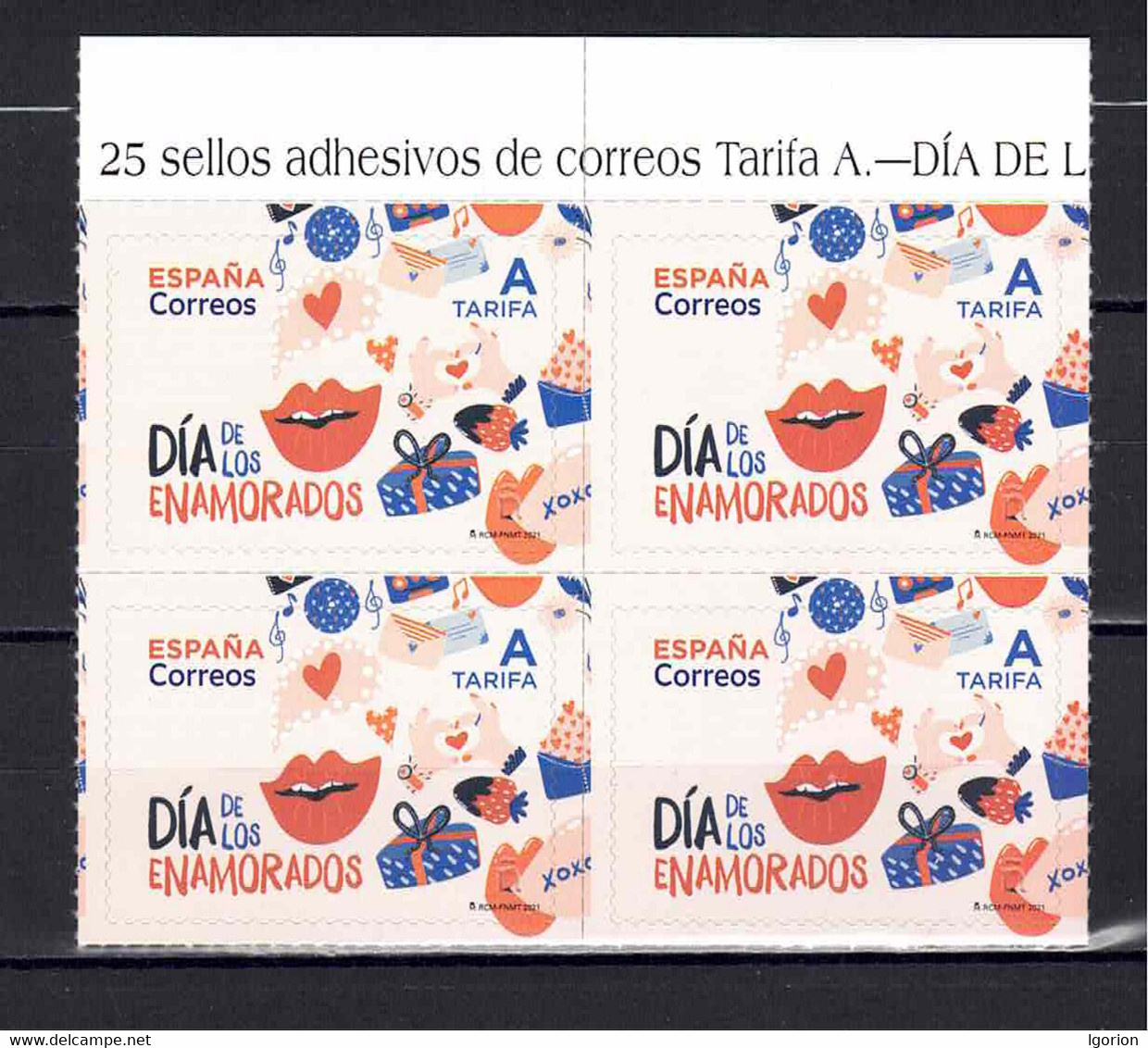 ESPAÑA 2021 ** MNH ED. 5456 DIA DE LOS ENAMORADOS BL.4 - Nuevos