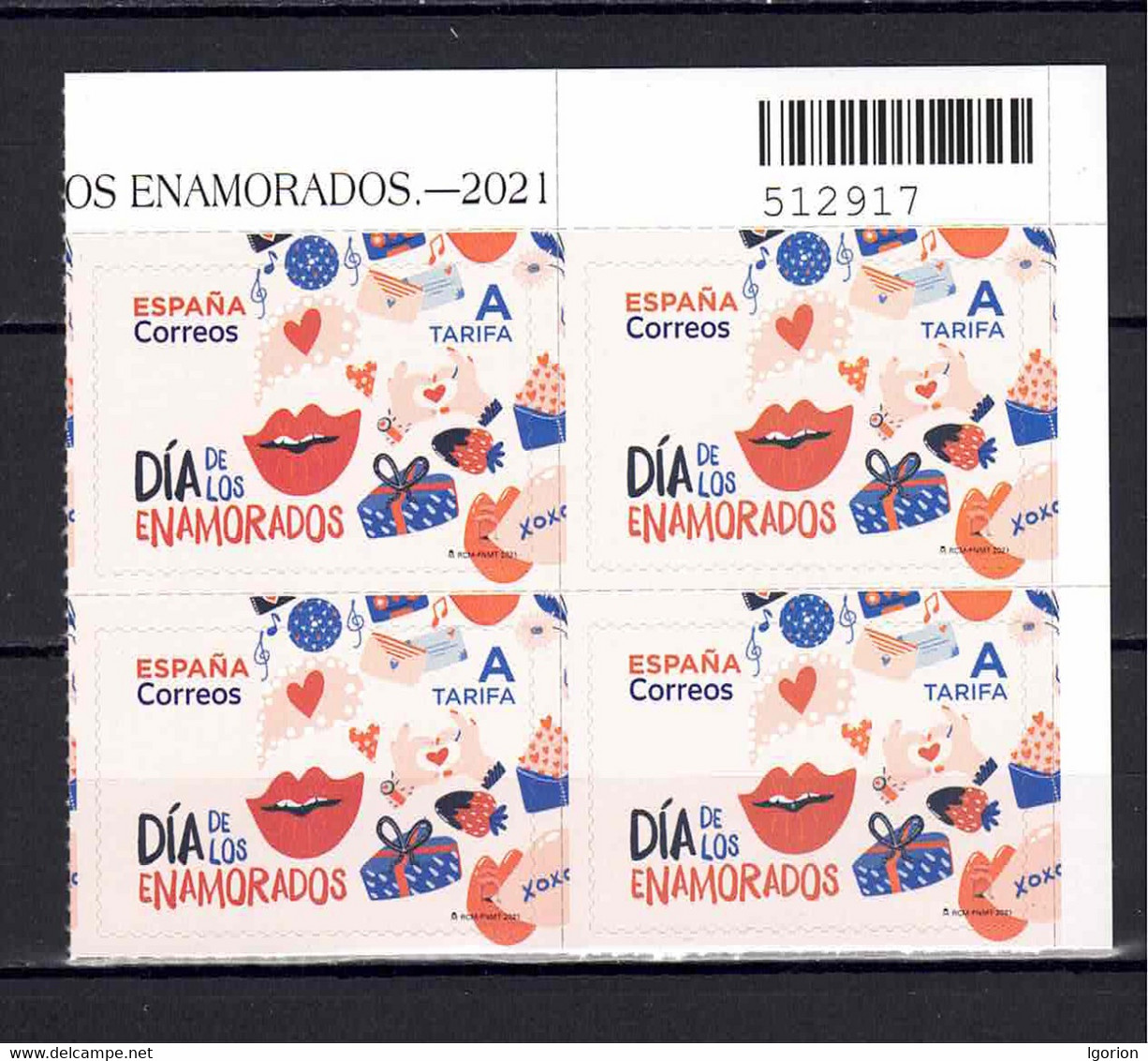 ESPAÑA 2021 ** MNH ED. 5456  DIA DE LOS ENAMORADOS BL.4 - Ungebraucht