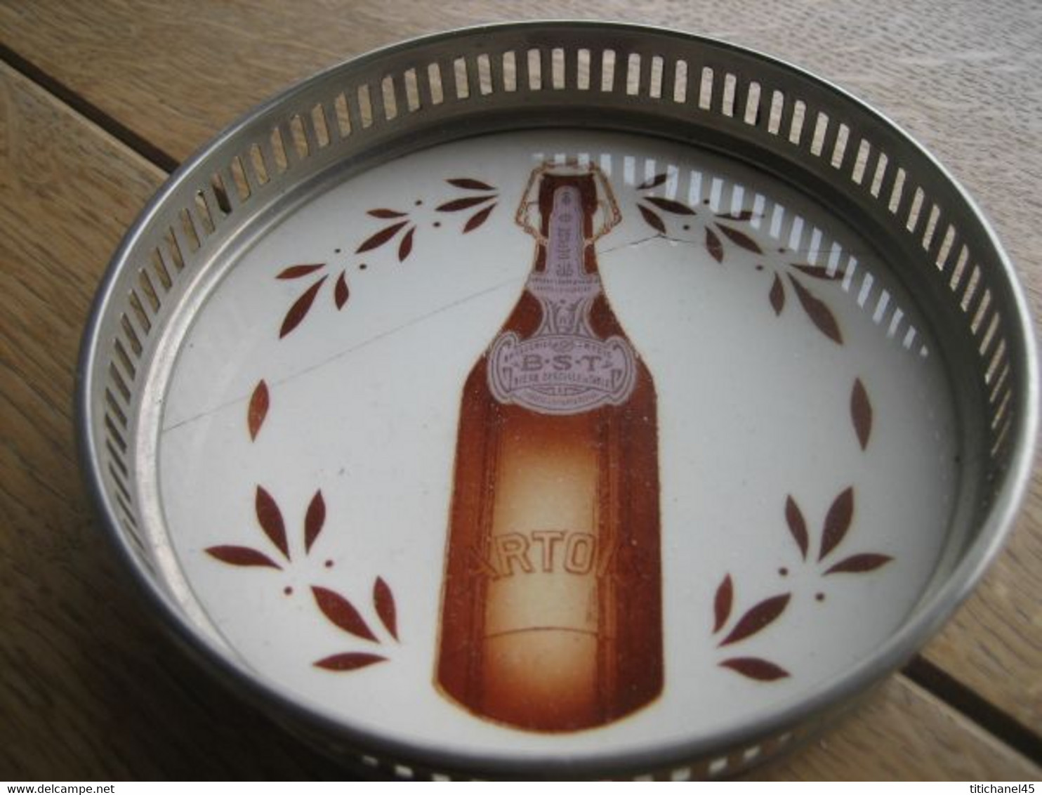Ancien Sous-verre Publicitaire En Céramique BRASSERIES ARTOIS B.S.T. Bière Spéciale De Table - Bier