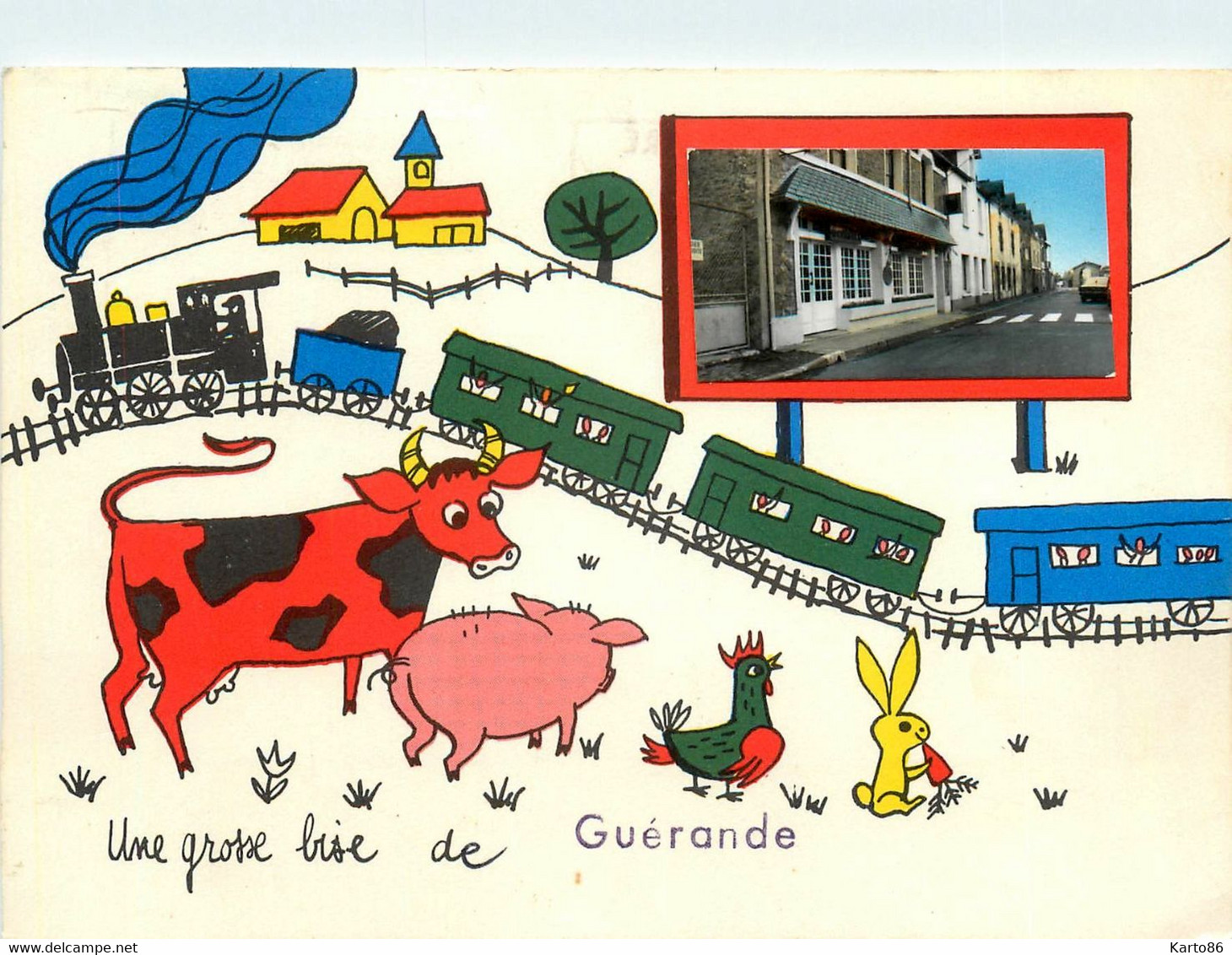 Guérande * Souvenir De La Commune * Illustration Champêtre Et Train - Mesquer Quimiac