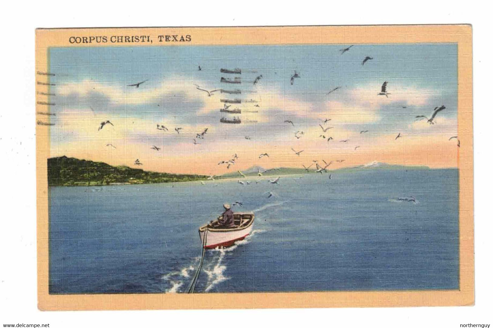 CORPUS CHRISTI, Texas, USA, Towing A Boat, 1947 Linen Postcard - Corpus Christi