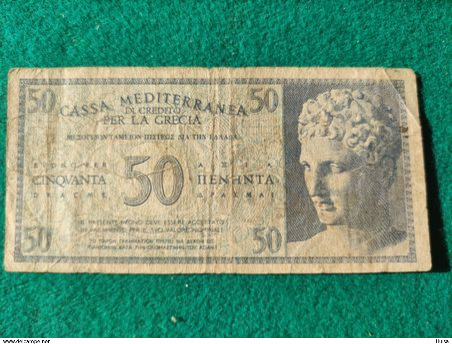 Italia Cassa Mediterranea Per La Grecia 50 Dracme 1942 - Andere & Zonder Classificatie