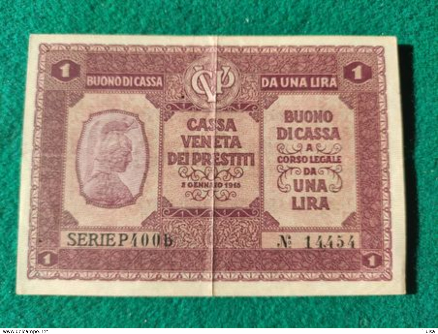 Italia Cassa Veneta Prestiti 1 Lira 1918 - Occupazione Austriaca Di Venezia