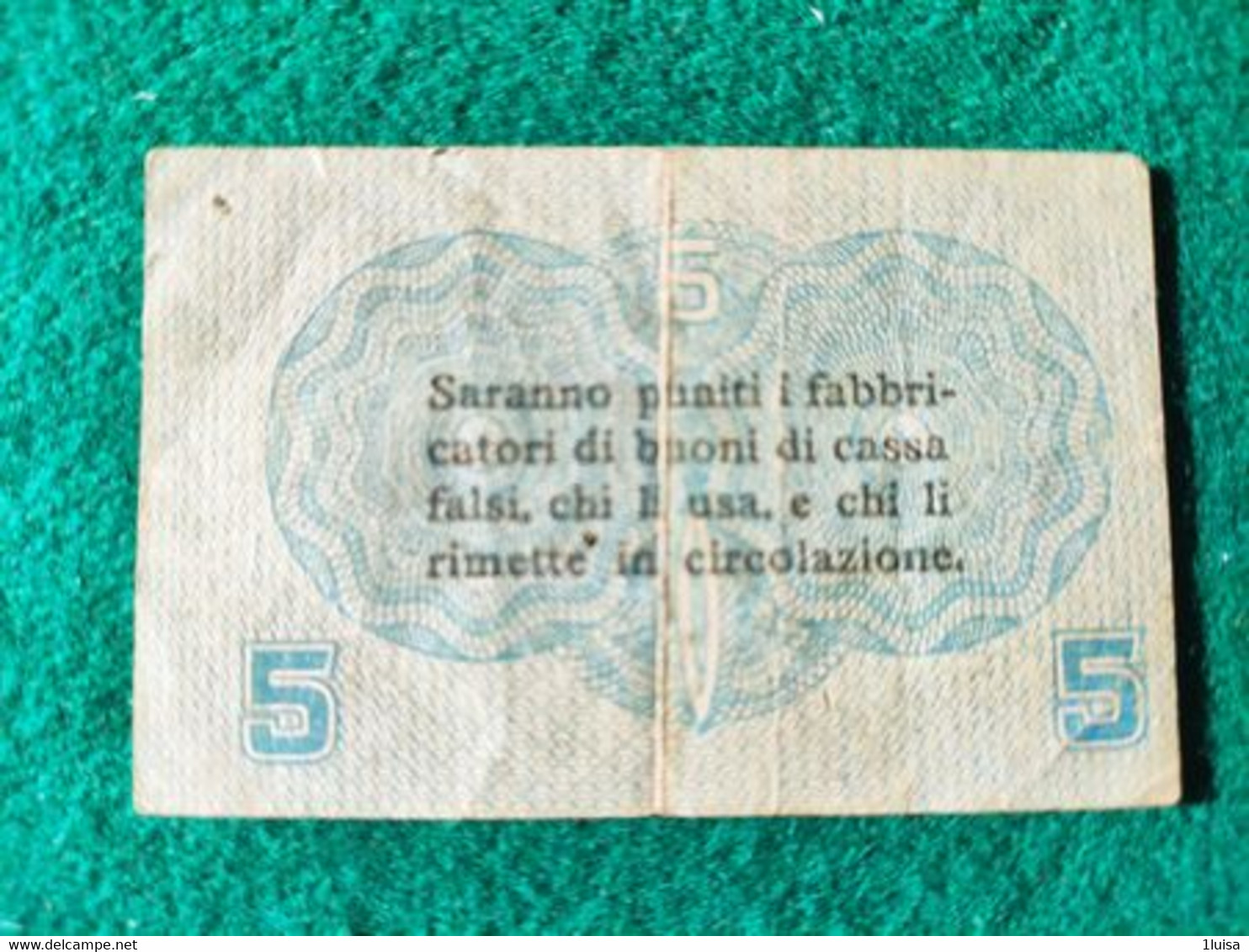 Italia Cassa Veneta Prestiti 5 Centesimi 1918 - Ocupación Austriaca De Venecia