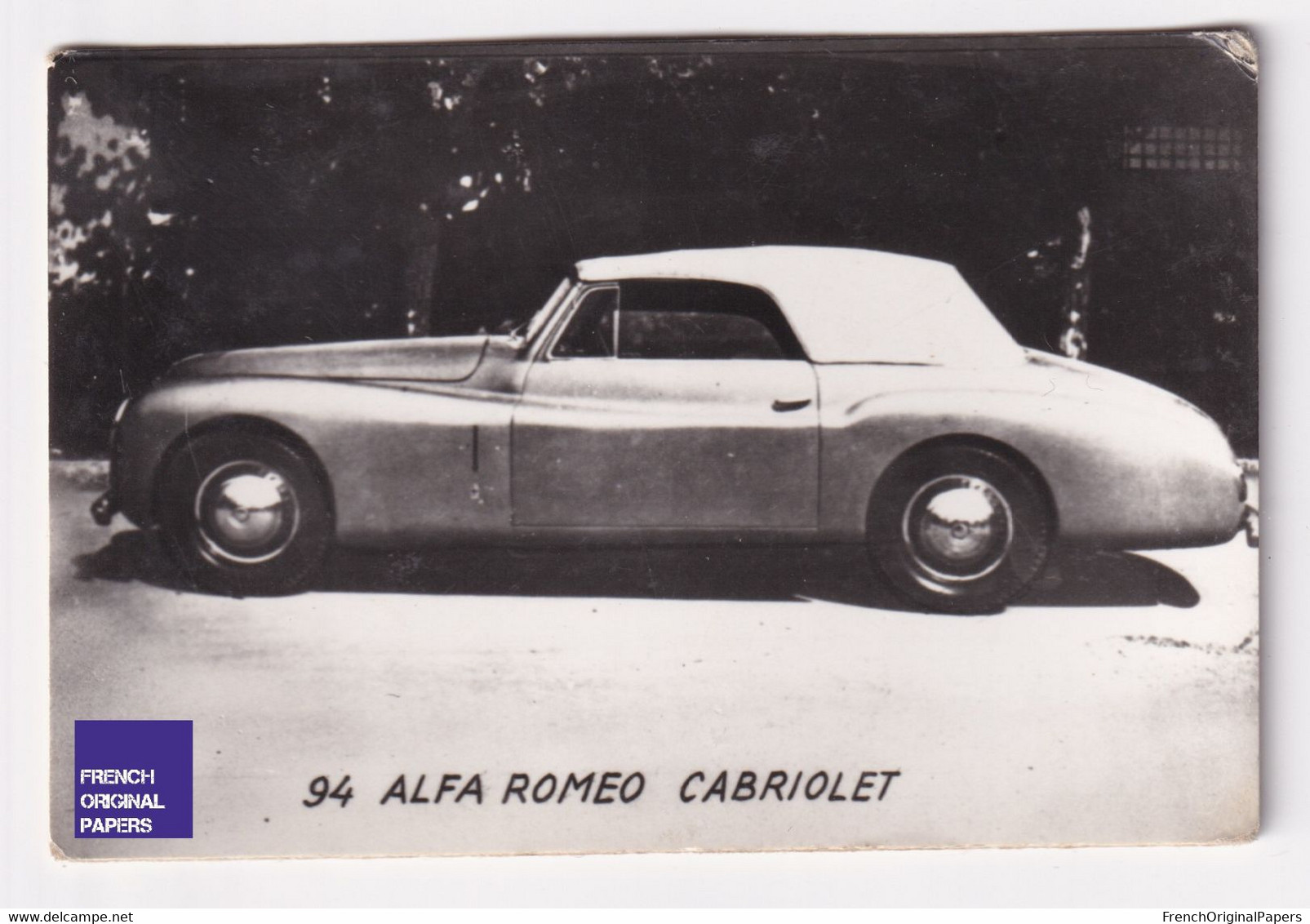 Petite Photo / Image 1960s 4,5 X 7 Cm - Voiture Automobile Alfa Romeo Cabriolet A44-4 - Altri & Non Classificati