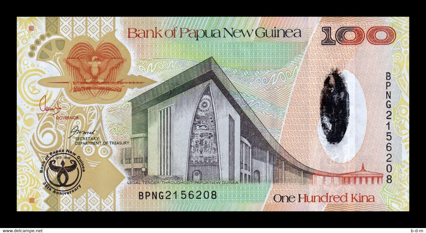 Papua New Guinea 100 Kina Commemorative 2008 Pick 37 Hybrid SC UNC - Papouasie-Nouvelle-Guinée