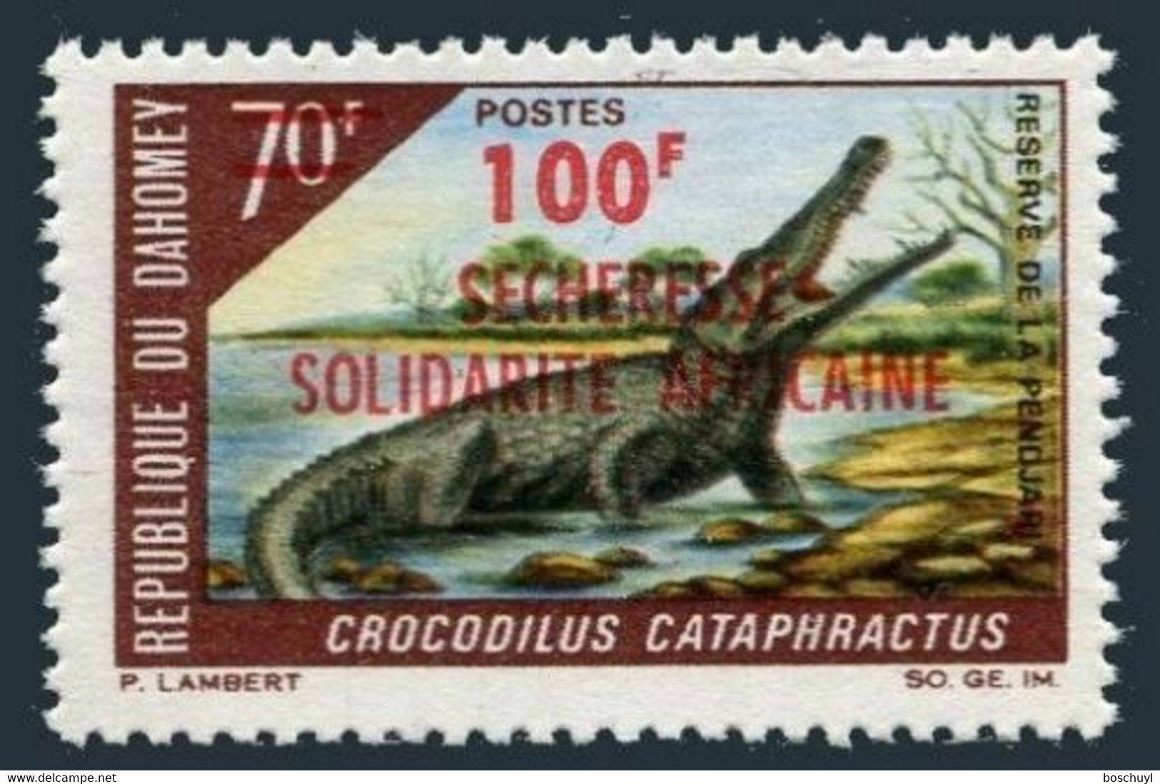 Dahomey, 1973, Draught, Crocodile, Overprinted, MNH, Michel 526 - Benin – Dahomey (1960-...)