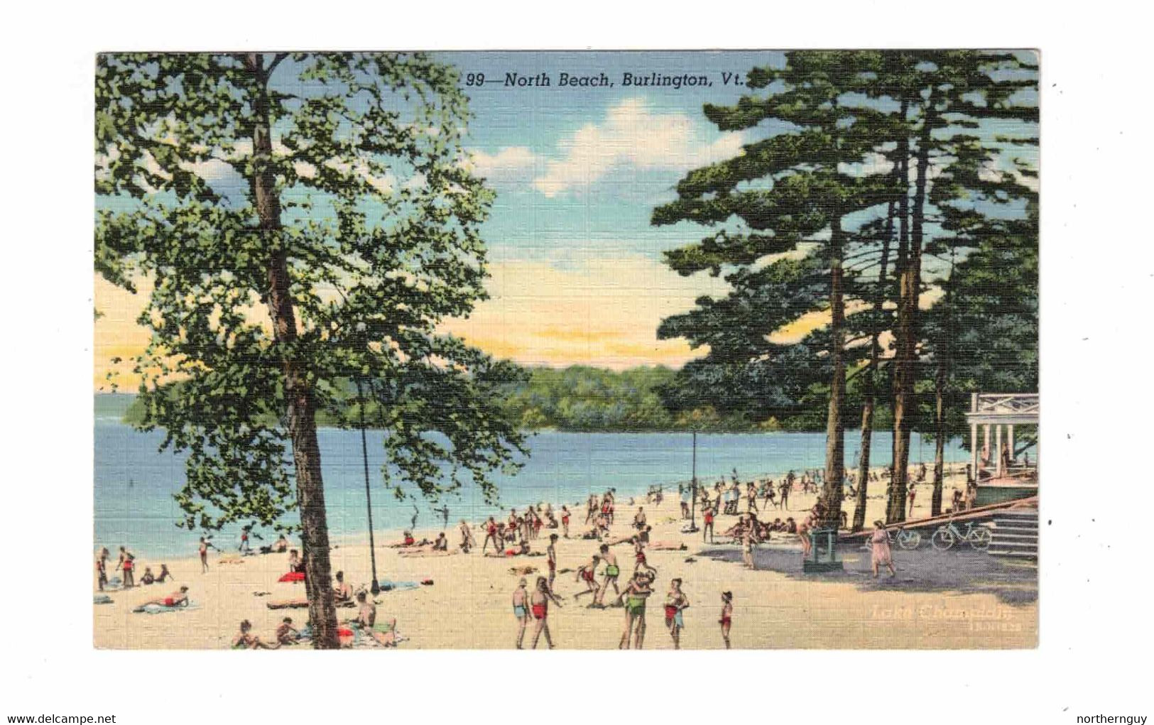 BURLINGTON, Vermont, USA, North Beach, Old Linen Postcard - Burlington