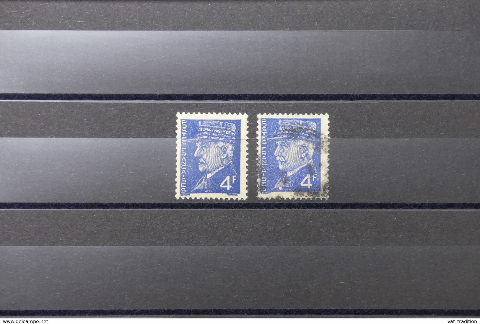 FRANCE - Type Pétain N° 521A - Variété - 1 Exemplaire Moustache En Bleu + 1 Normal - Oblitérés - L 89076 - Gebraucht