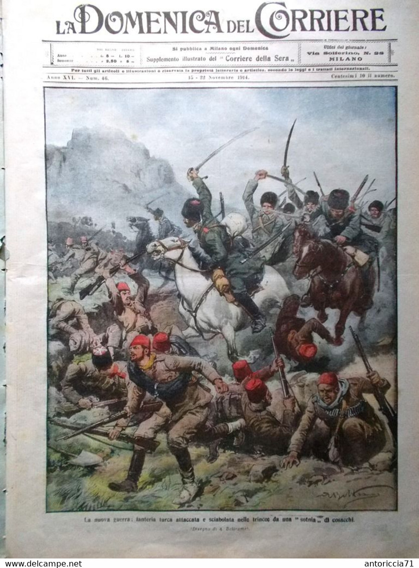 La Domenica Del Corriere 15 Novembre 1914 WW1 Fucili Giappone Mortai Imboscate - War 1914-18