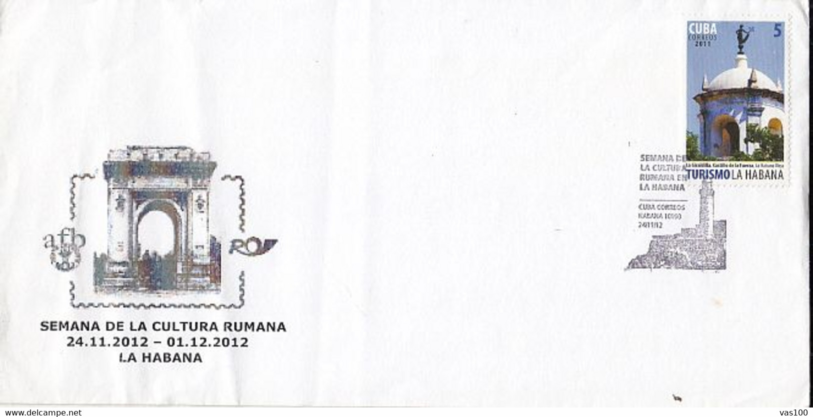 ROMANIAN CULTURE WEEK, SPECIAL COVER, 2012, CUBA - Storia Postale