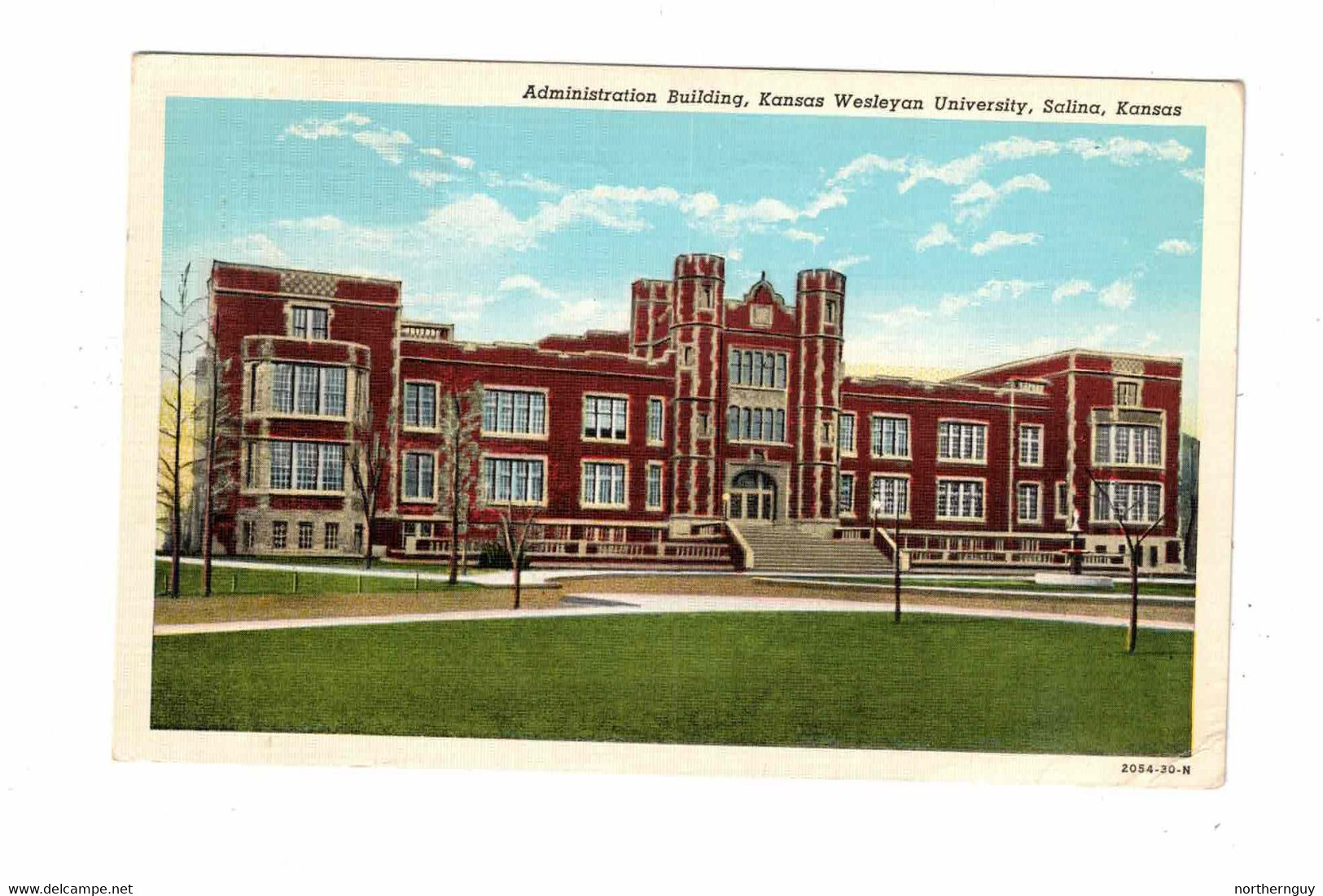 SALINA, Kansas, USA, Administration Building, Kansas Wesleyan University, 1941 Linen  Postcard - Salina