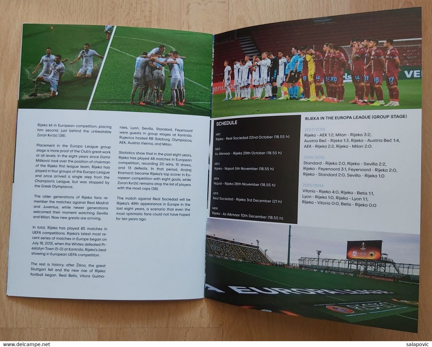 FOOTBALL MATCH PROGRAM HNK RIJEKA (Croatia) Vs REAL SOCIEDAD (Spain) UEFA EUROPA LEAGUE Group F, 22.10.2020 - Livres