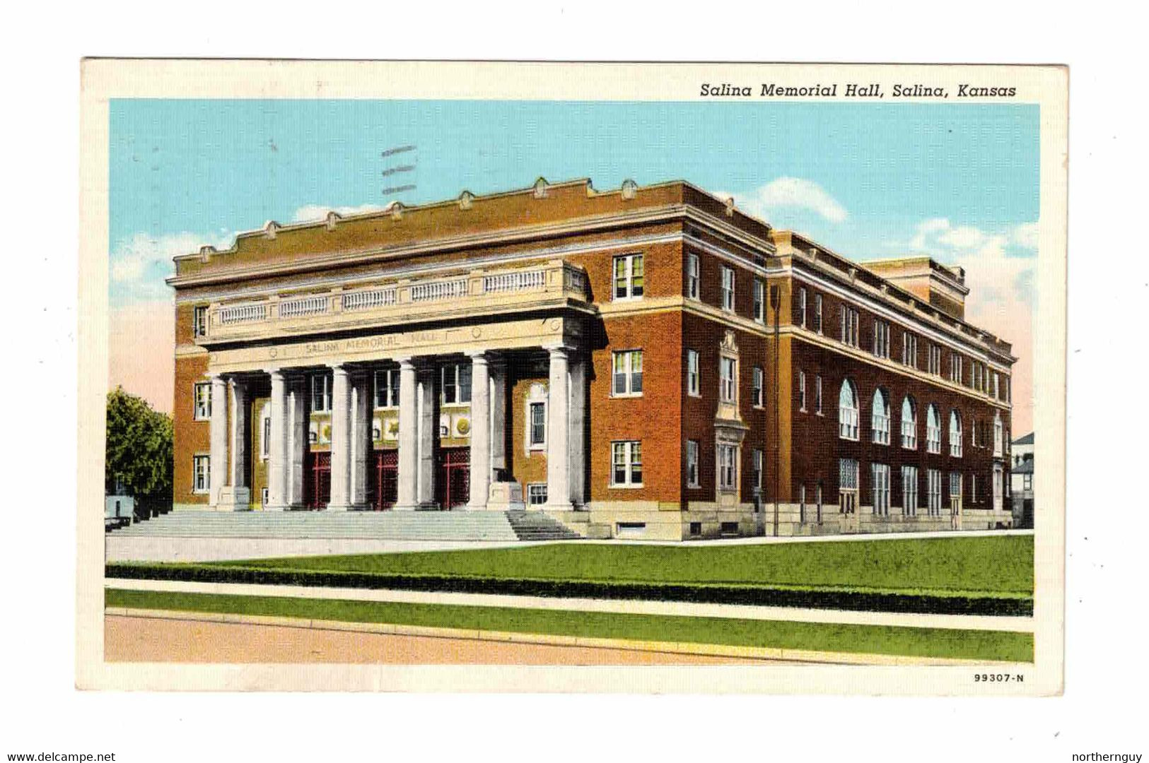 SALINA, Kansas, USA, Salina Memorial Hall, 1942 Linen  Postcard - Salina