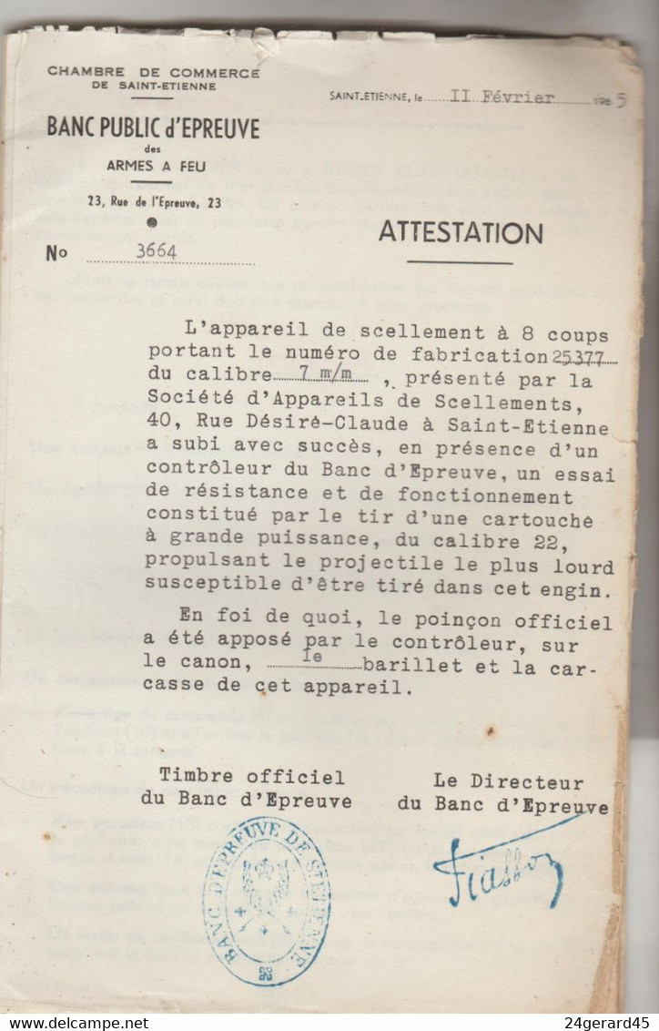 LIVRET PRATIQUE INSTRUCTION D'EMPLOI 8 PAGES MPISTOLET DE SCELLEMENT AUTO-BELIER AVEC ATTESTATION BANC D'EPREUVE - Matériel Et Accessoires