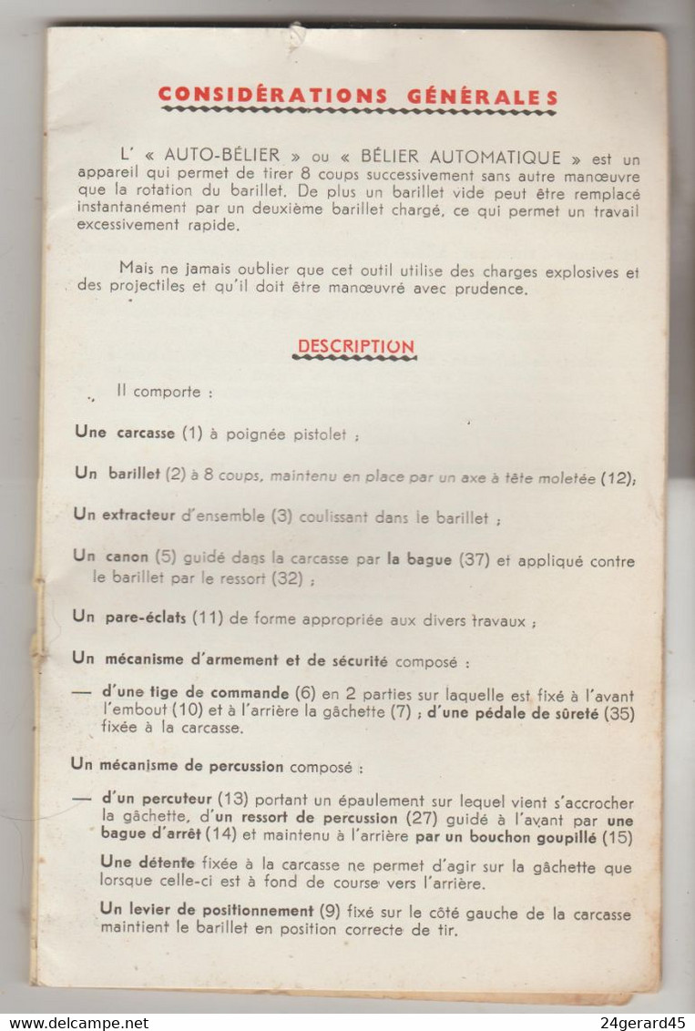 LIVRET PRATIQUE INSTRUCTION D'EMPLOI 8 PAGES MPISTOLET DE SCELLEMENT AUTO-BELIER AVEC ATTESTATION BANC D'EPREUVE - Matériel Et Accessoires