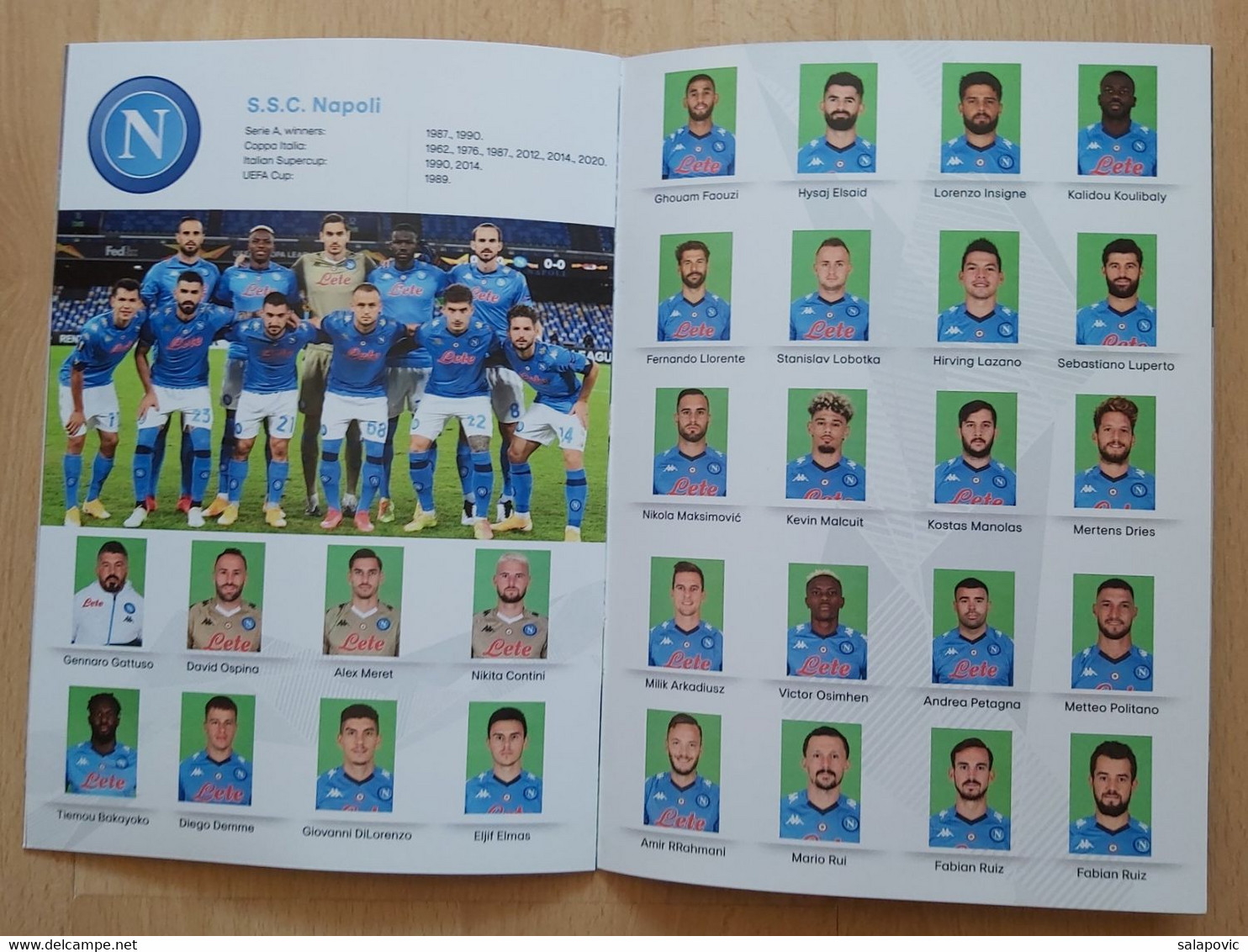 FOOTBALL MATCH PROGRAM HNK RIJEKA (Croatia) Vs SSC NAPOLI (Italy) UEFA EUROPA LEAGUE Group F, 05.11.2020 - Livres