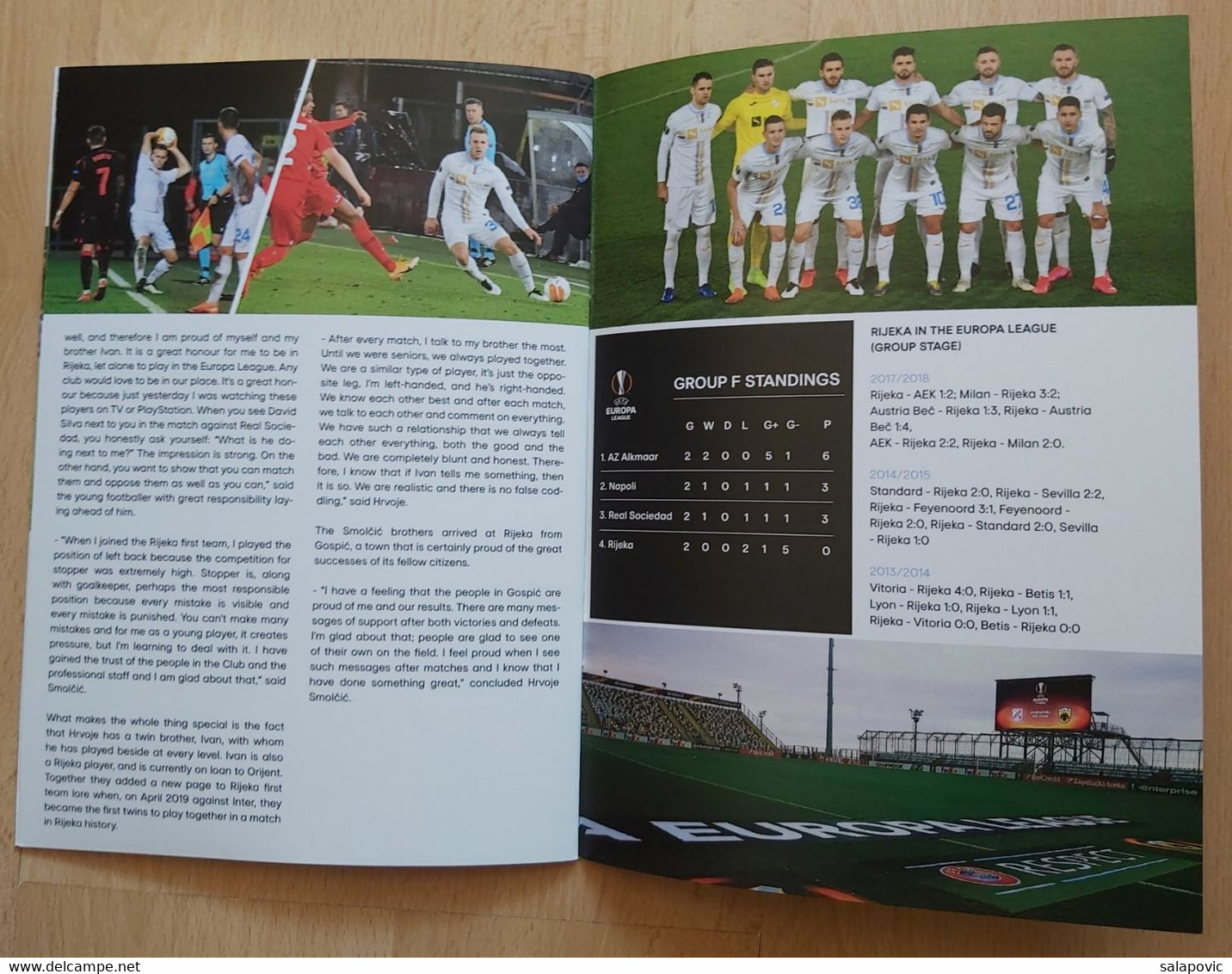 FOOTBALL MATCH PROGRAM HNK RIJEKA (Croatia) vs SSC NAPOLI (Italy) UEFA EUROPA LEAGUE group F, 05.11.2020