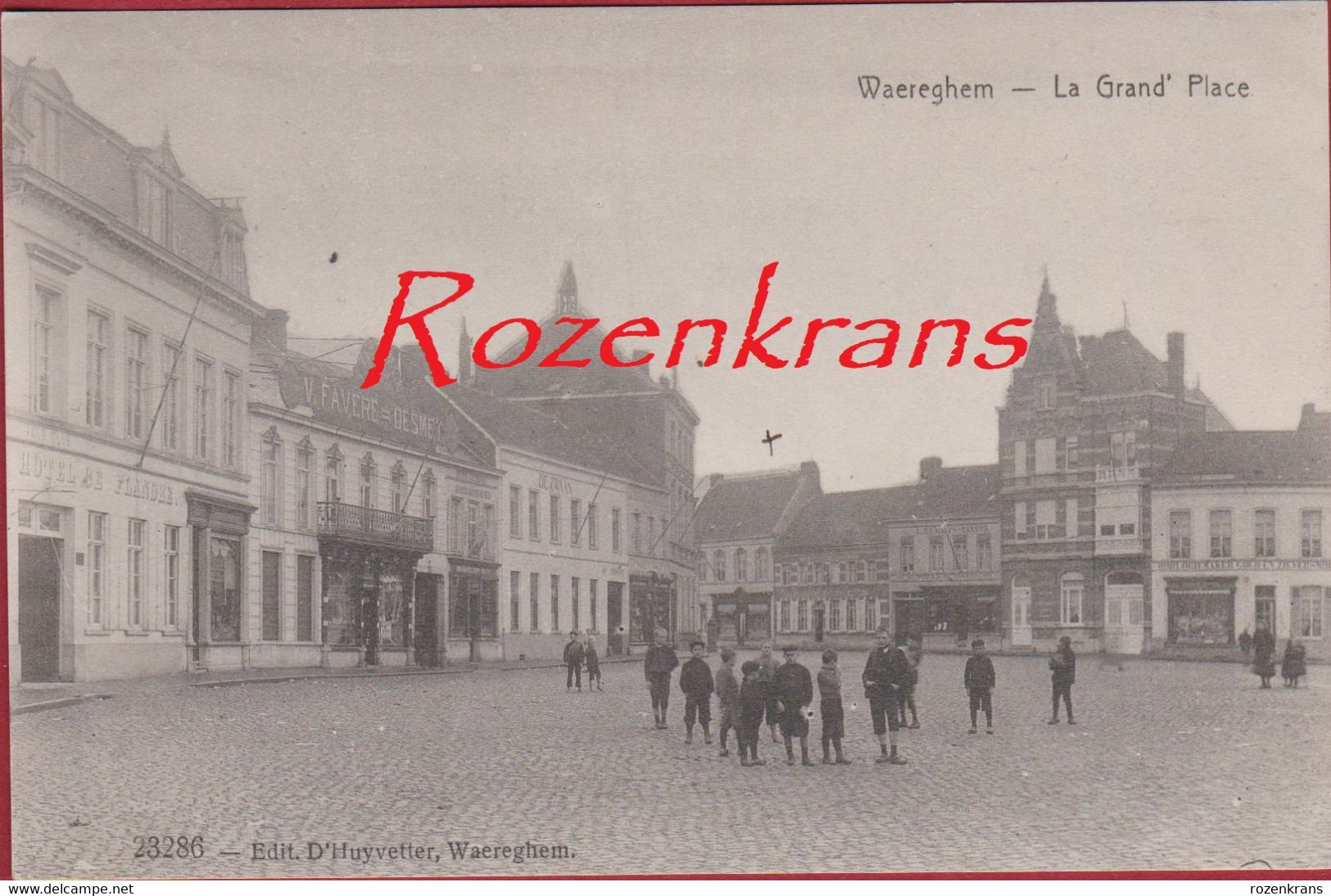 Waregem Waereghem 1916 La Grand Place Geanimeerd Met Kinderen CPA ZELDZAAM (In Zeer Goede Staat) - Waregem