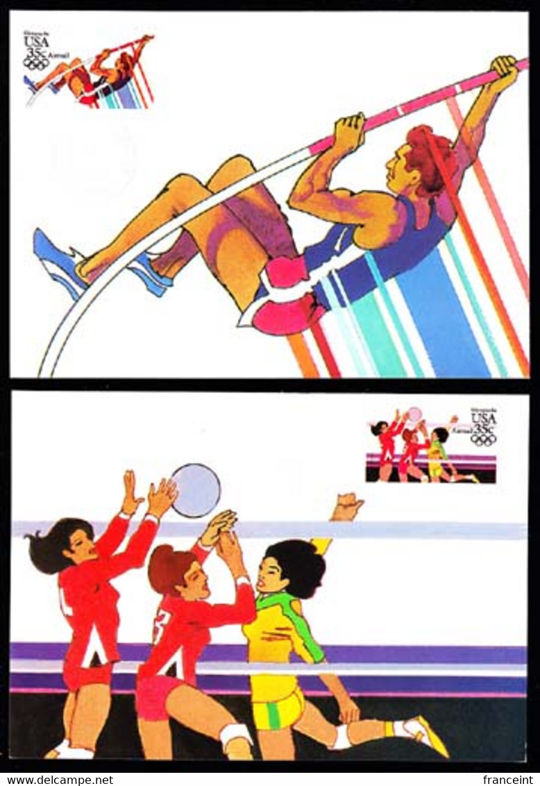 U.S.A. (1983) Fencing. Cycling. Volleyball. Pole Vault. Set Of 4 Maximum Cards With First Day Cancel. Scott Nos C109-12 - Cartes-Maximum (CM)