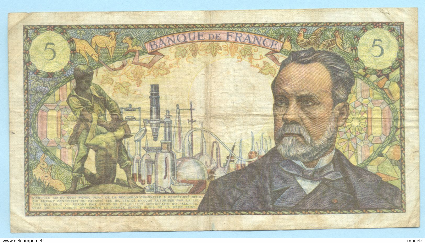 BILLET 5 FRANCS  PASTEUR 1969   4/09/69   SERIE Z111 - 5 F 1966-1970 ''Pasteur''