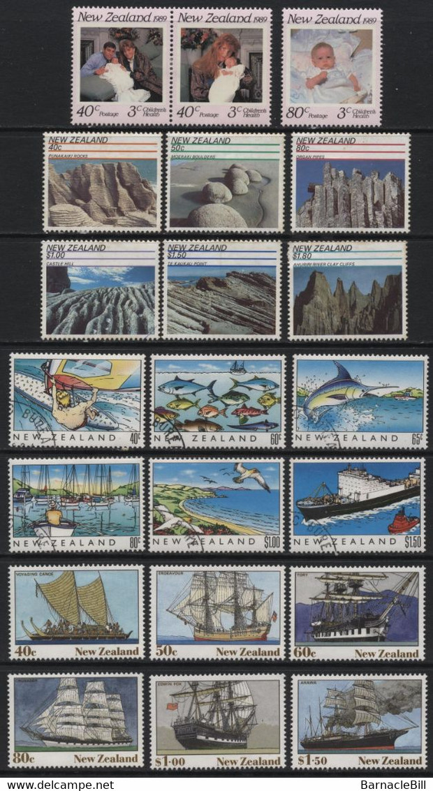 New Zealand (21) 4 Different Sets. 1989 - 1990. Unused & Used. Hinged. - Collections, Lots & Séries