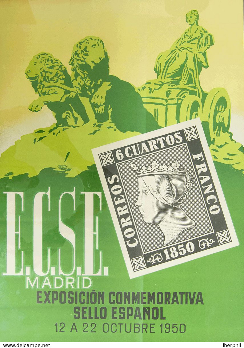 1950. Precioso Cartel Publicitario De La EXPOSICION CONMEMORATIVA DEL SELLO ESPAÑOL, Celebrada En Madrid Del 12 Al 22 De - Other & Unclassified